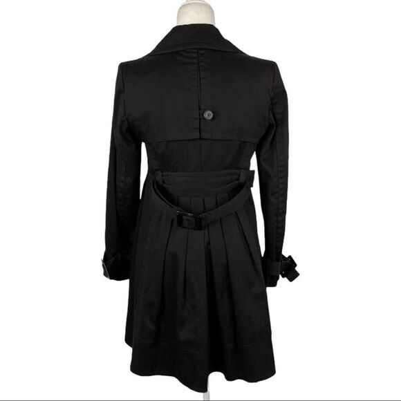 Zara Double Breasted Pleated Trench Coat Jacket Dark Brown Size Small Office Job - Picture 10 of 15